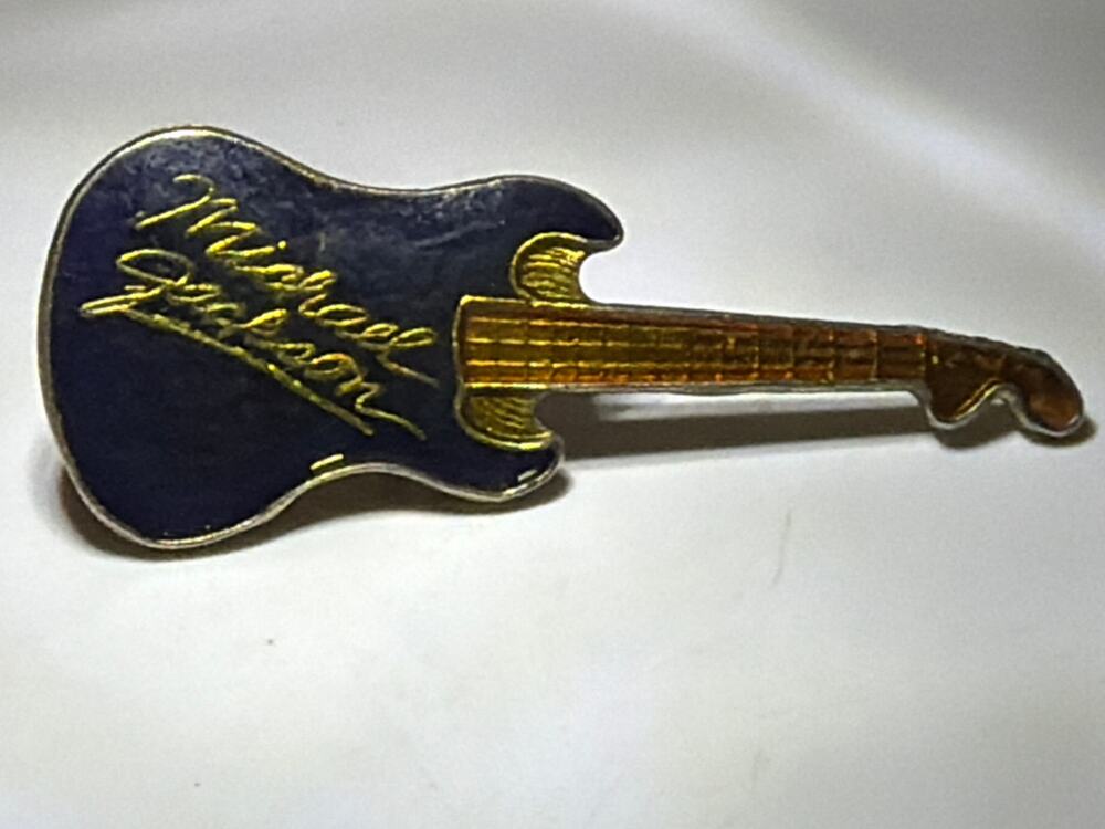 Vintage 1980s Michael Jackson Guitar Enamel Lapel Pin Badge Music Collector MJ
